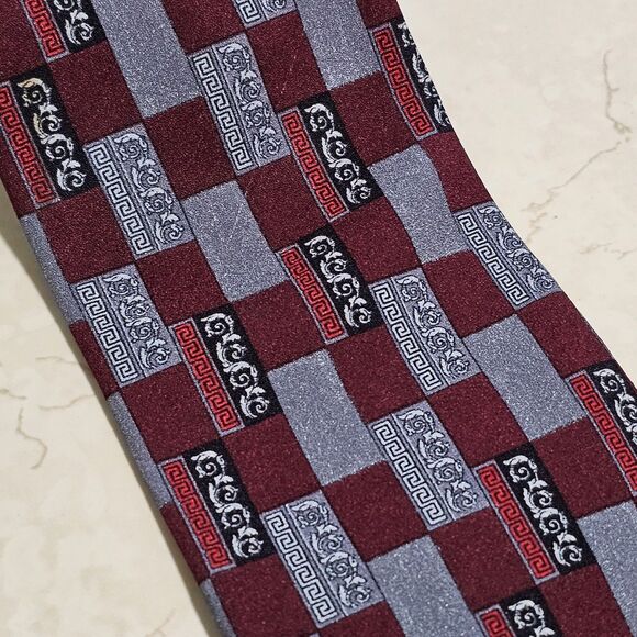 Vintage Gianni Versace Silk Aztec Designer Logo Men’s Neck Tie Made In Italy - Picture 3 of 10